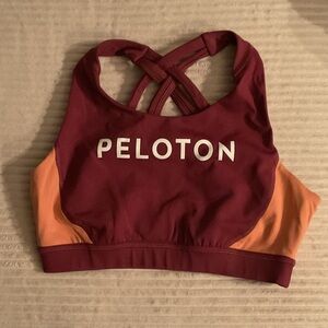 Peloton Maroon and Peach Athletic Bra M NWOT